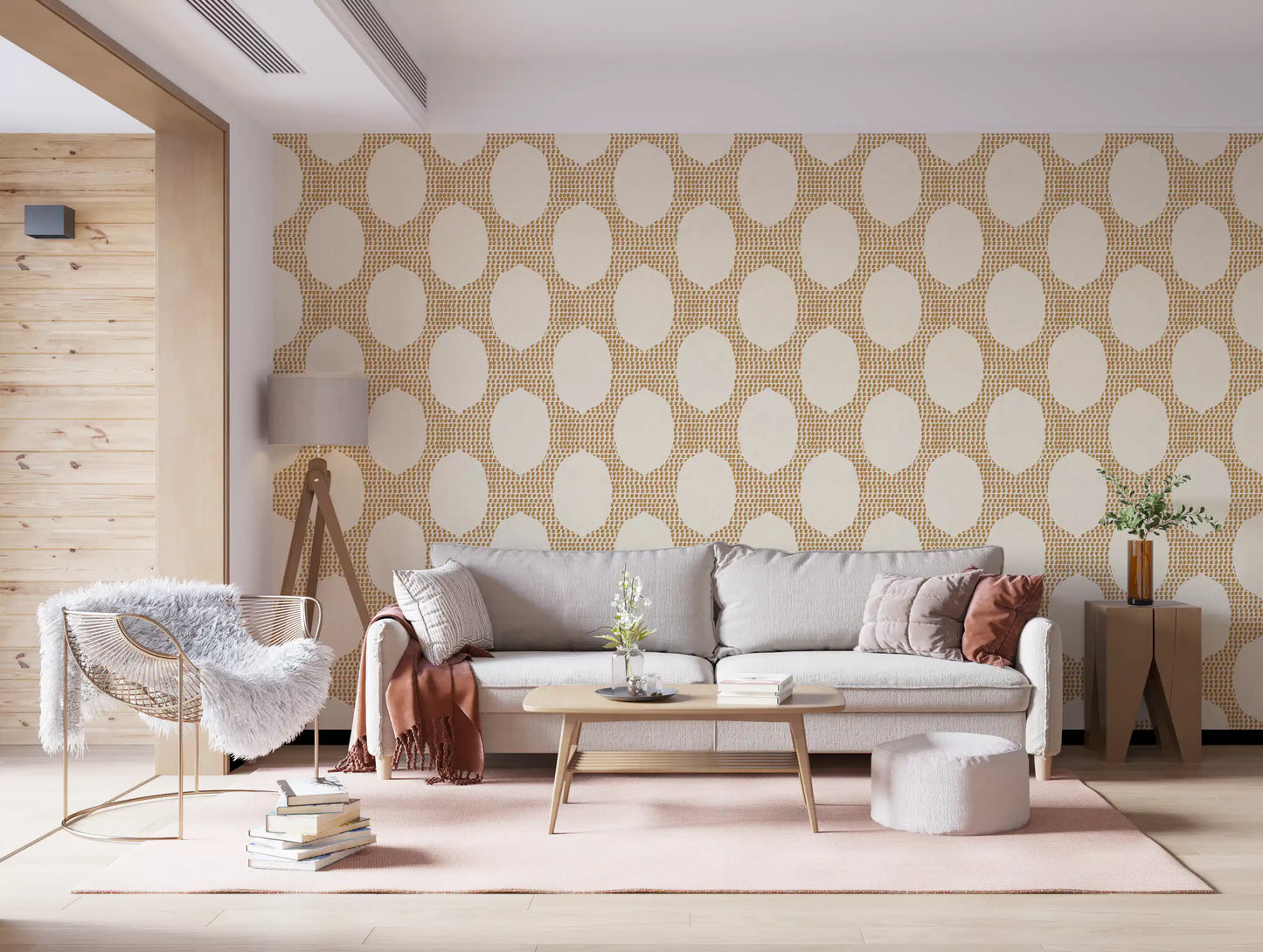 Beachy Boho Golden Mosaic Wallpaper⁠