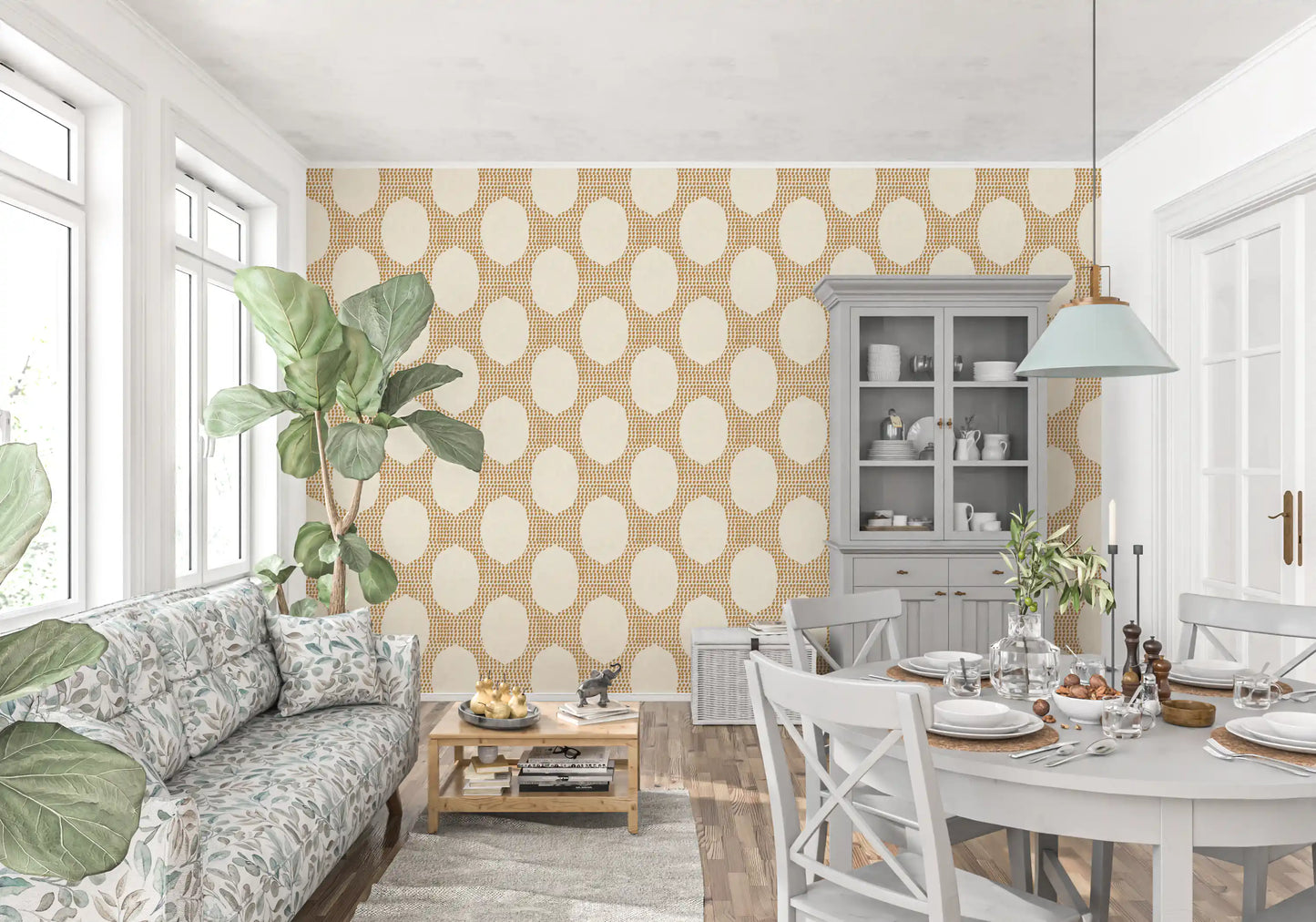 Beachy Boho Golden Mosaic Wallpaper⁠