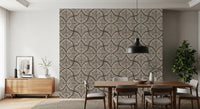 Painterly curves arc gently against gritty dark ground on this wallpaper.