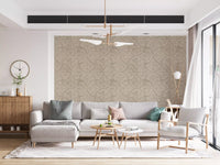 A subtle weave textures this sand beige Japandi minimalist wallpaper., GD9645
