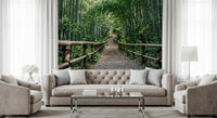 Lush bamboo greens unwind a Living room mood with this restful wall mural.