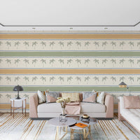 Multiple Moroccan motifs stack in this Marrakesh Orizzontal stripe wallpaper layout.