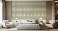 Two-toned crosses repeating across coastal green zellige wallpaper, row rhythm., GD9667