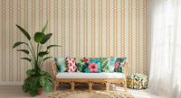 Texture sample of warm sand zellige ornament wallpaper on a cream linen background.