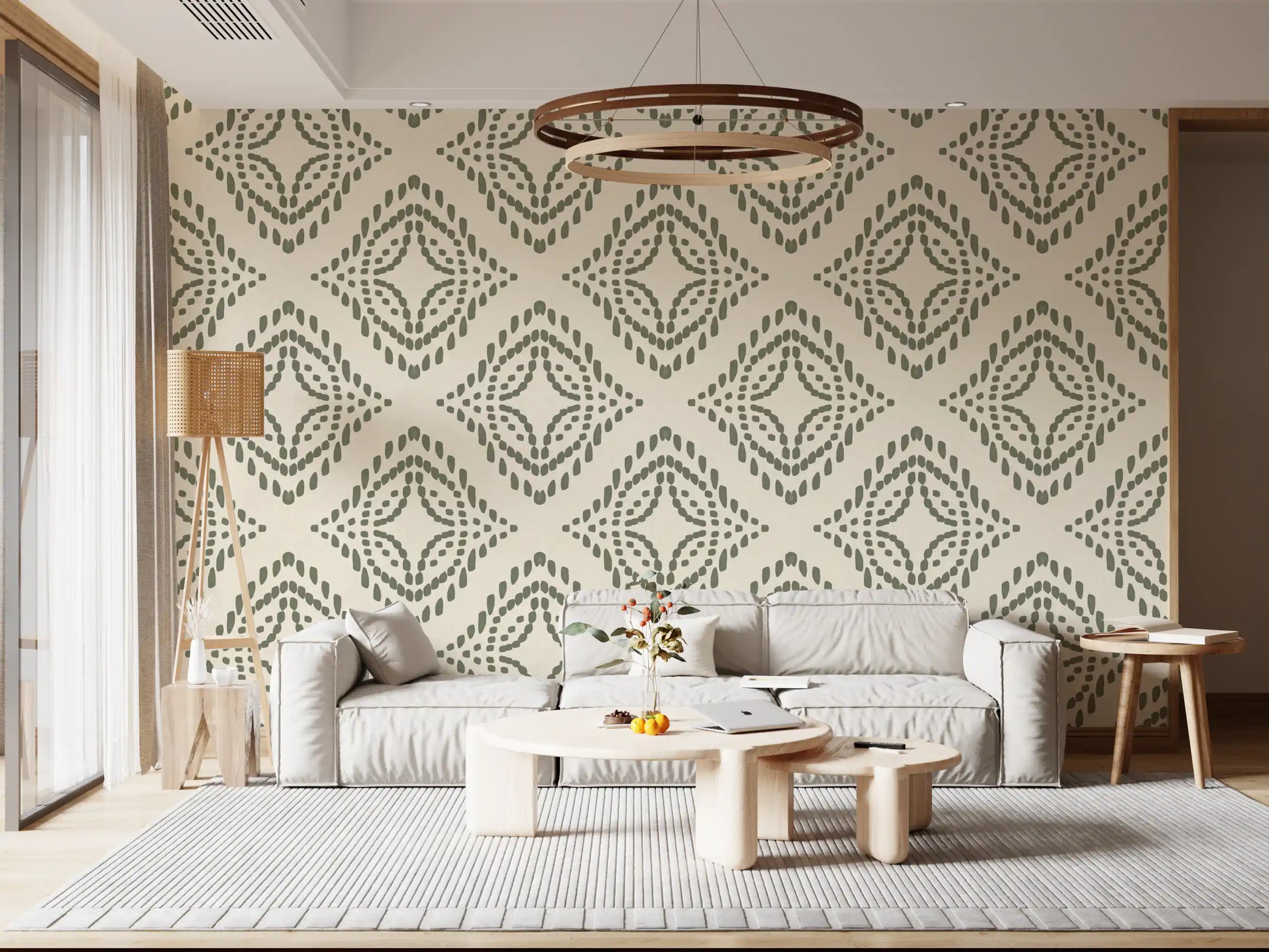 Botanical Palm Green Block Ornament wallpaper with a quiet, organic rhythm