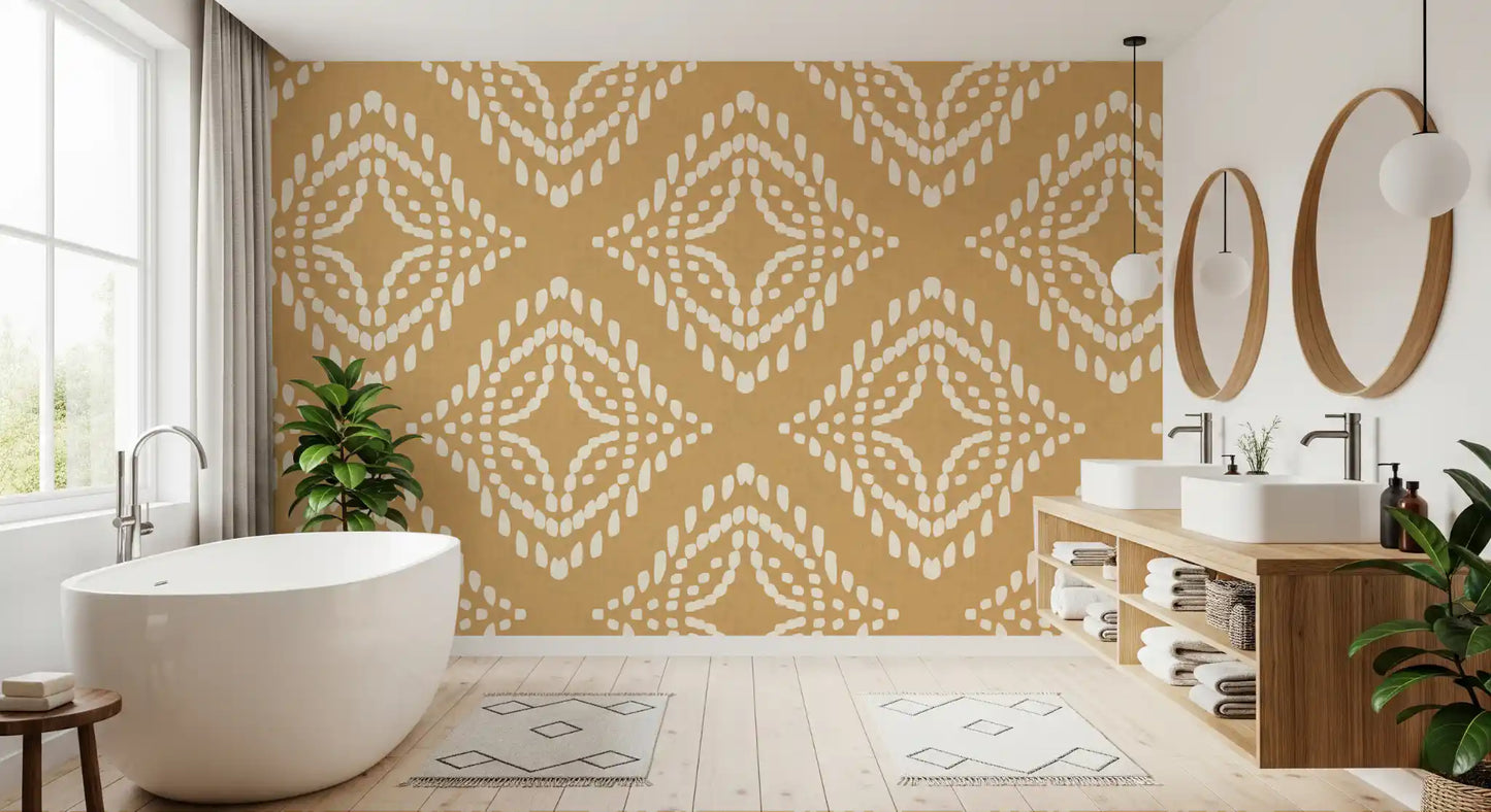 Geometric dot rhythm running through Ornament Sand Canvas wallpaper, GD9675