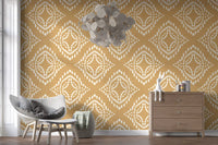 Diamond medallion pattern detailed in Block Ornament Sand wallpaper, GD9675