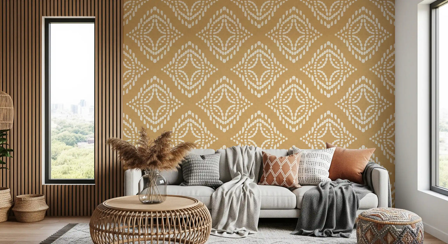 Calm Living room accent with Sand Block Ornament wall mural, GD9675