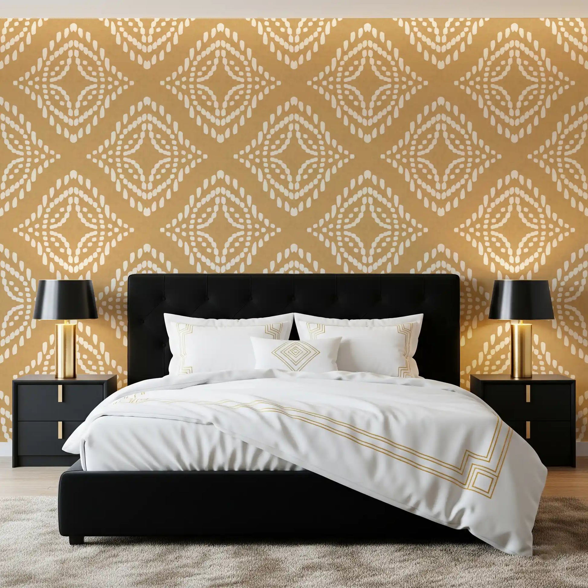 Earthy Bedroom  using Block Ornament Sand wallpaper, GD9675