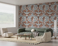 A relaxed living room takes on storybook charm beside this woodland whispers wallpaper., GD9685