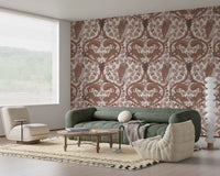 Tonal browns wrap a relaxed living room in this woodland oak and owl wallpaper.