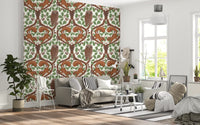 Bring vintage woodland charm into a living room with this owls and squirrels wallpaper.