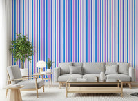 Striped wallpaper in lively hues lifts a modern living room atmosphere., GD9689