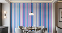 Cheerful color flow refreshes a Dining room with this vertical striped wallpaper., GD9689