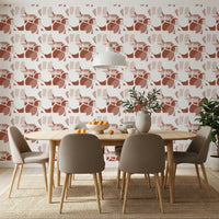Rust and cream tones blend across a geometric flow wallpaper with a fabric-like finish., GD9690