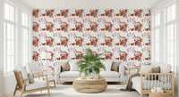 Earthy terracotta motifs add a relaxed feel to a lounge with this wallpaper., GD9690
