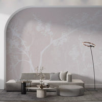Reaching branches and leaf clusters visible in the Blossom Canopy Neutrals wall mural