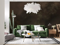 Woodland Haze misty mural where branches dissolve into a dark smoky background, GD9693