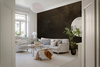 Smoke-layered forest wall mural with dark botanical canopy in brown and taupe, GD9693