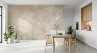 Gossamer leaf and branch patterns in Ethereal Canopy wallpaper, sand and ivory