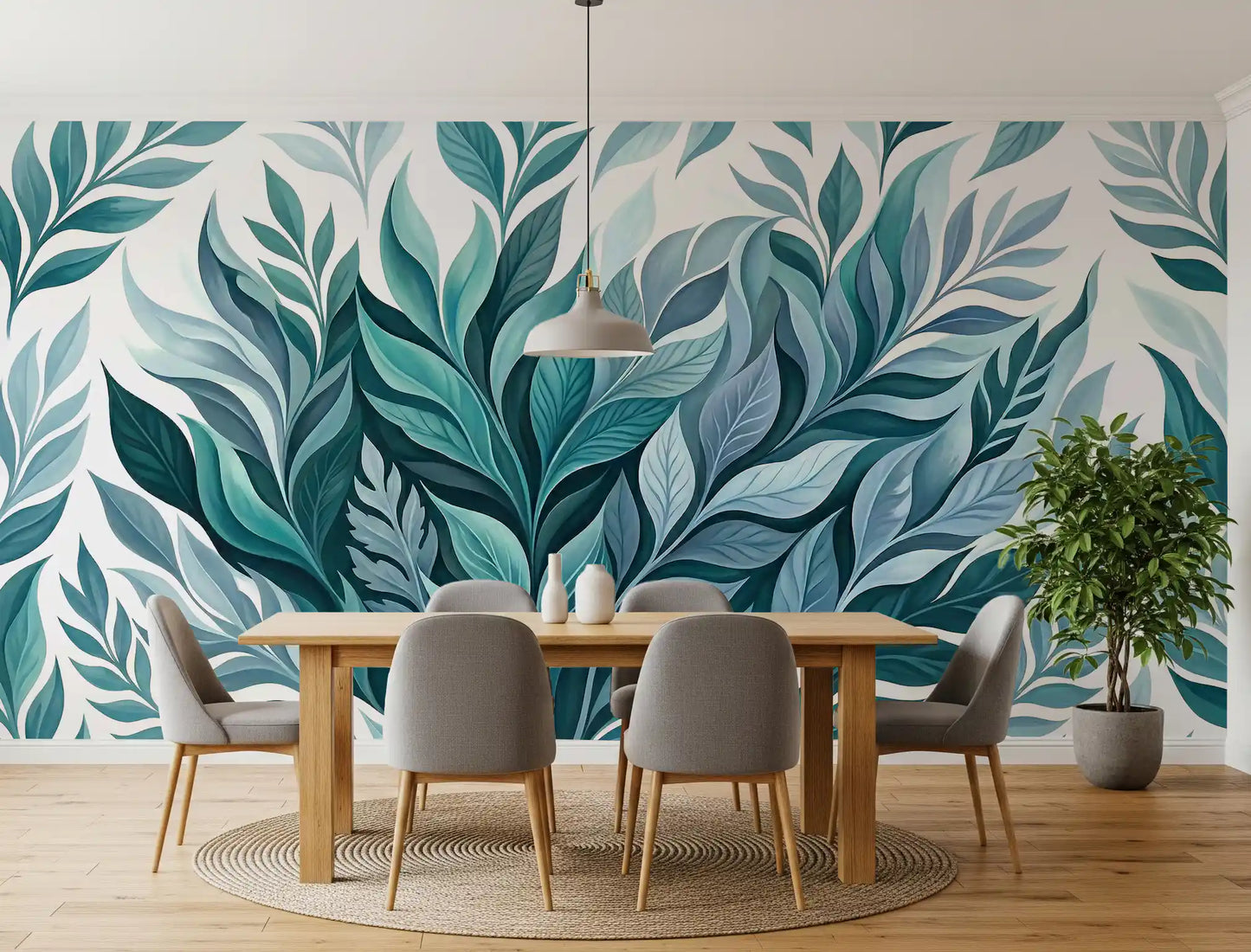 Serene Leaf Dance Wall Mural