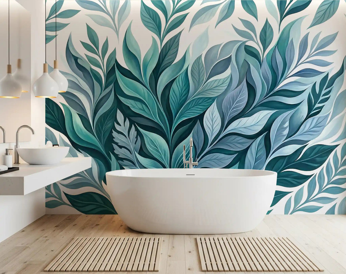 Serene Leaf Dance Wall Mural