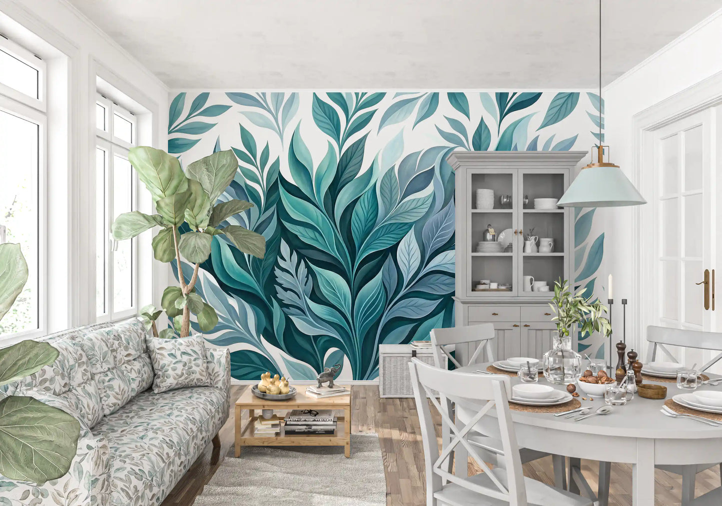 Serene Leaf Dance Wall Mural