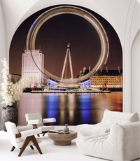 Living room London Eye timeless night spin wall mural dark cityscape backdrop, GD9704