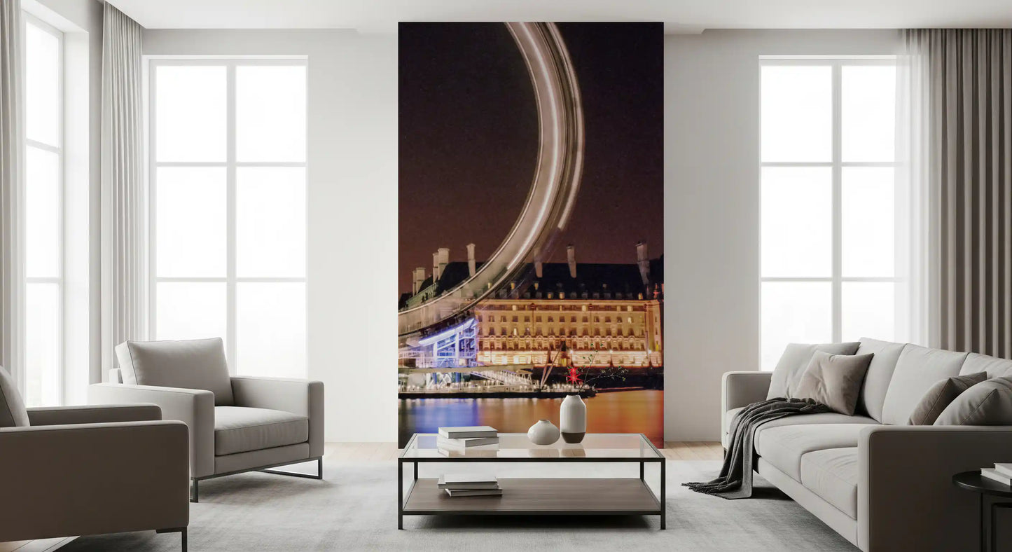 Living room London Eye night spin wall mural illuminated wheel scene, GD9704