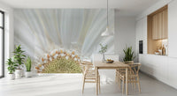 Golden stamen centre and cream petals in white petal radiance wall mural