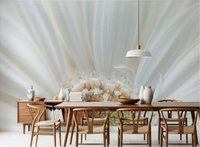 Dining room white petal radiance wall mural soft floral backdrop
