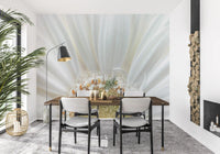 Dining room white petal radiance wall mural soft botanical floral scene 
