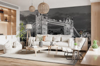 Victorian Tower Bridge wall mural captured in monochrome at night, GD9707