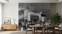 Tower Bridge Glow wall mural covering a Dining room space in monochrome, GD9707