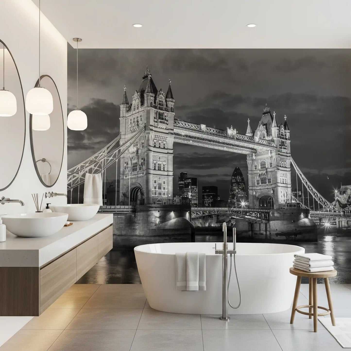 London Thames night scene in the Tower Bridge Glow wall mural, GD9707