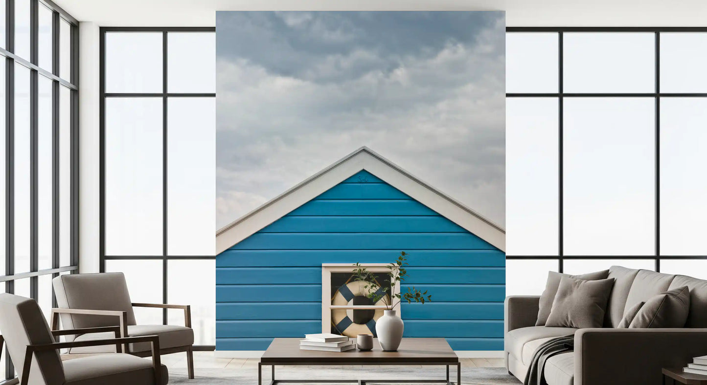 Coastal Charm wall mural set in a sunlit living room space