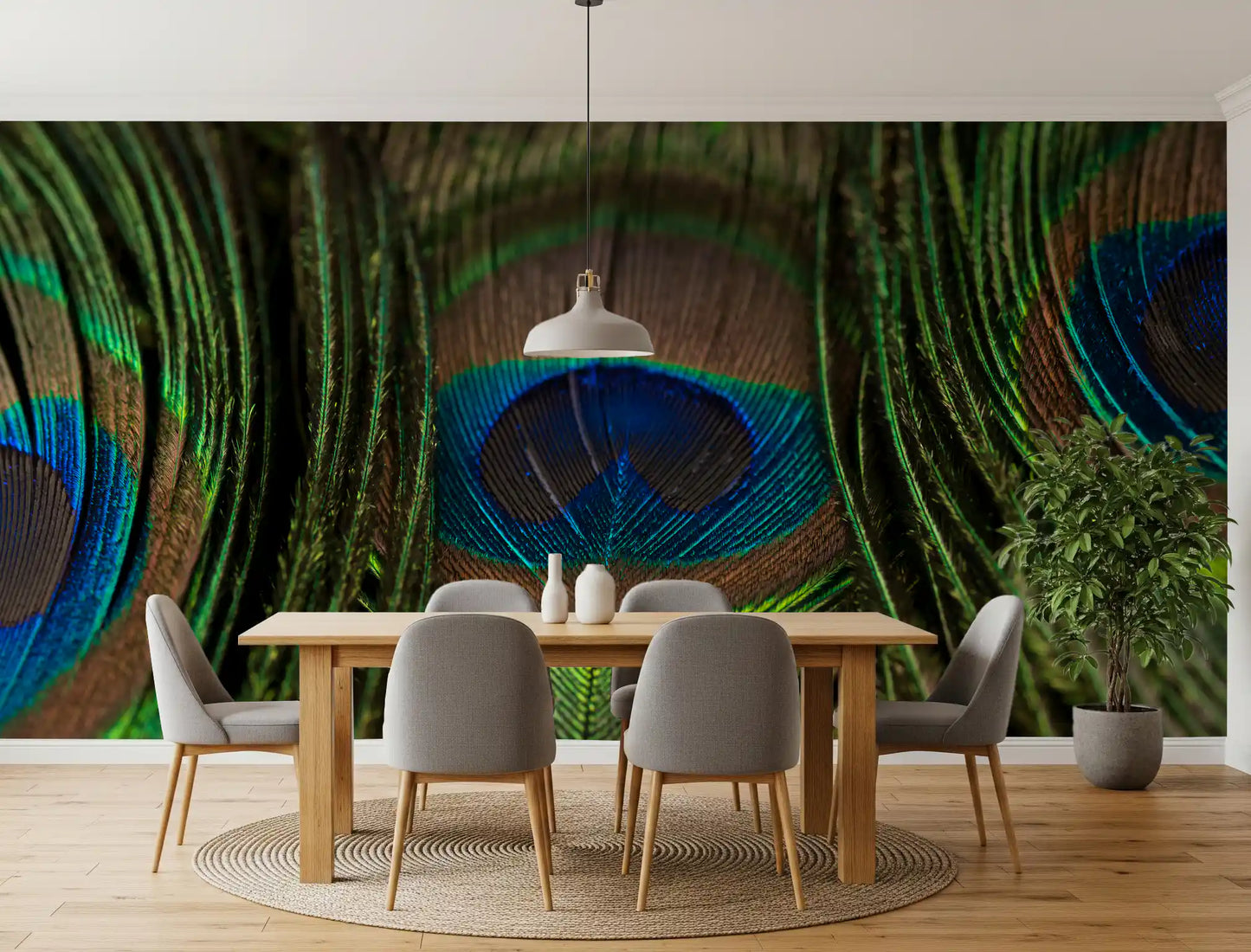 Peacock's Iridescent Plumes Wall Mural