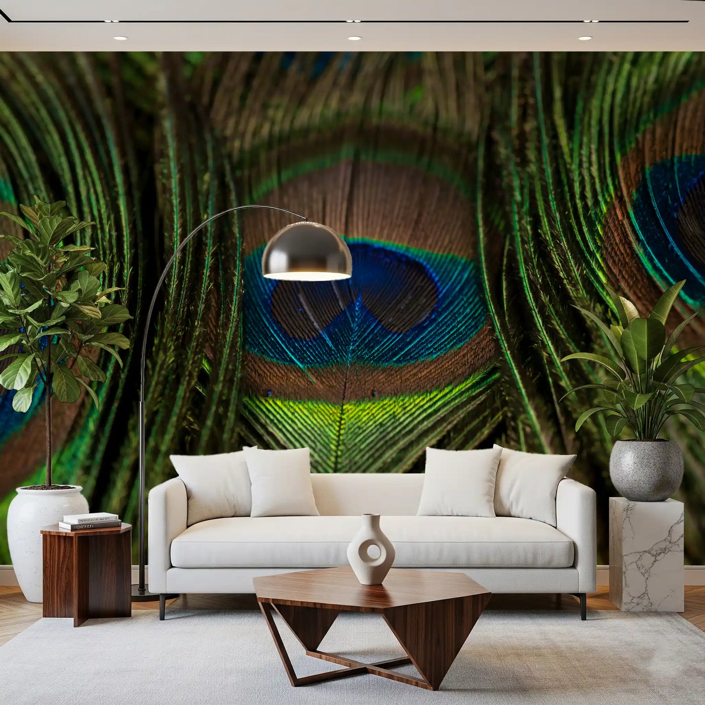 Peacock's Iridescent Plumes Wall Mural