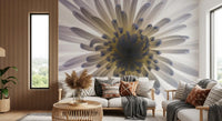 White petals dazzle a Living room with this luminous wall mural macro.