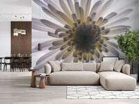 A hallway whitens with this luminous petals wall mural macro flower.