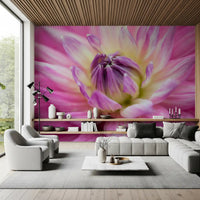Lilac and magenta blend through this vibrant dahlia blossom wall mural.
