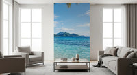 Blue turquoise water detail on the beach serenity wall mural near the shoreline, GD9720