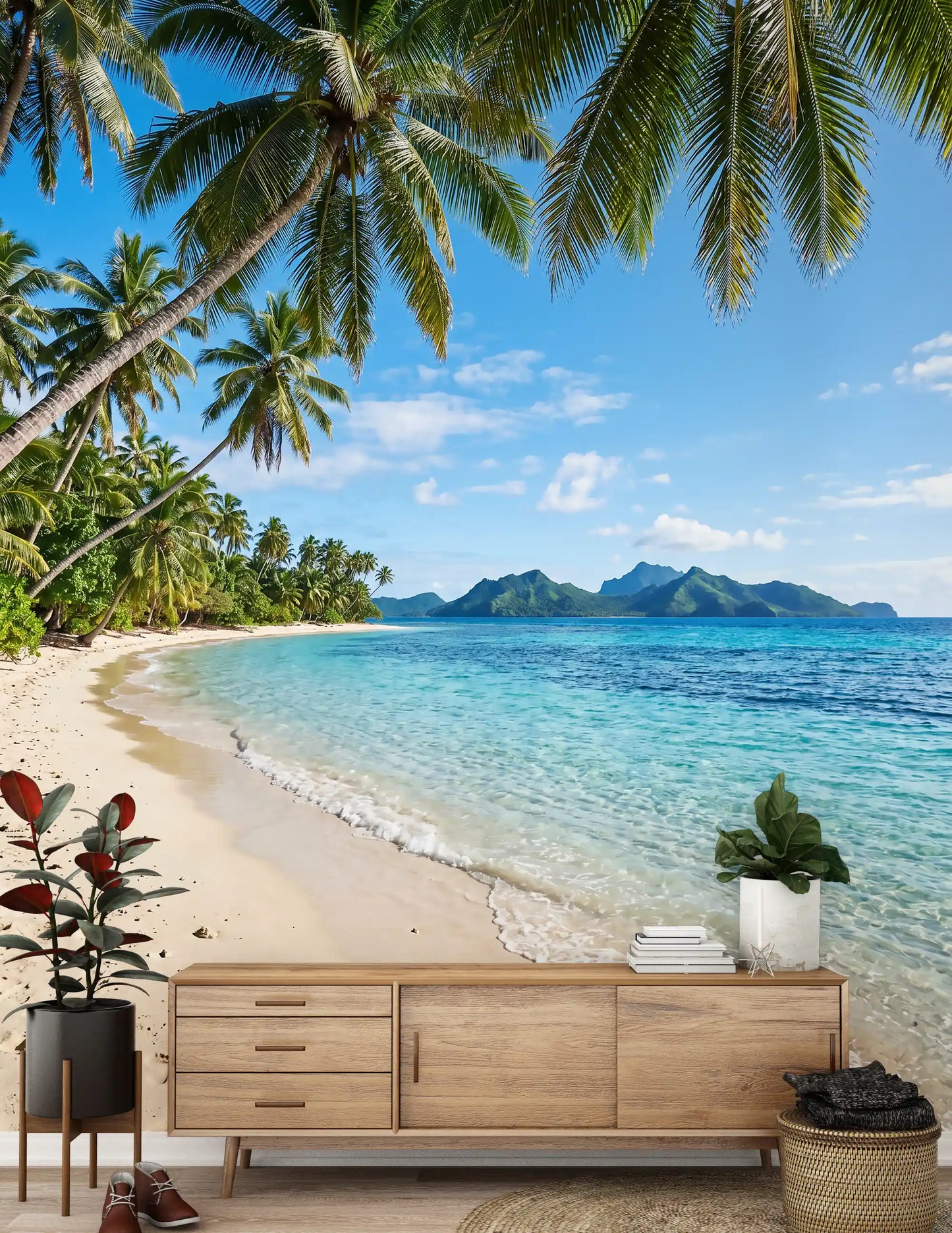Beachside serenity wall mural brightening a Hallway area, GD9720