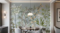 Botanical Birds wall mural spanning the full length of a restaurants dining area, GD9722