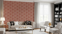 Living room into earthy mood with this boho mudcloth triangle wallpaper., GD9724