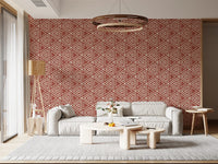 Sunlit living rooms feel grounded with this bold terracotta mudcloth wallpaper., GD9724