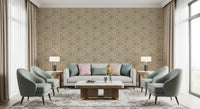 Woven-look triangles on a sand base in this Boho Geometric wallpaper detail, GD9726