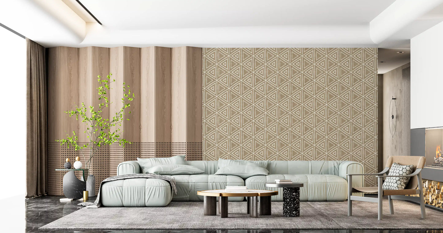Repeating triangle clusters visible across the mudcloth geometric wallpaper face, GD9726