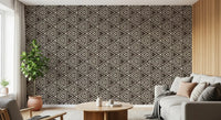 Dark umber geometric triangles wallpaper with handcrafted mudcloth styling