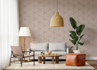 Linen-like grain runs subtly behind every shape on this mudcloth triangle wallpaper.